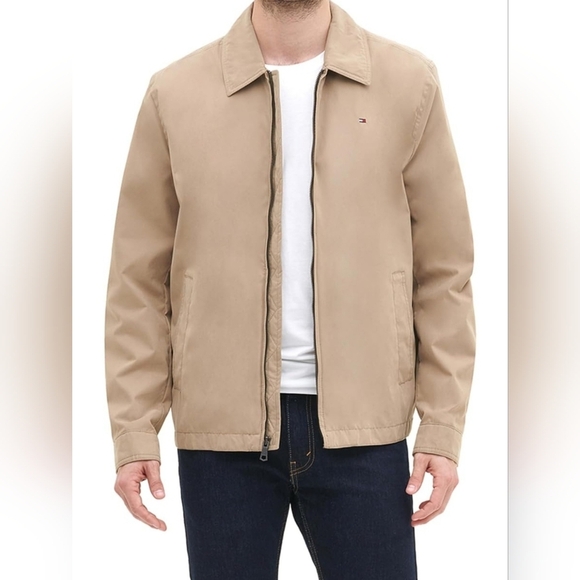 NWT Tommy Hilfiger Men's Classic Front-Zip Filled Micro-Twill Jacket in Khaki - Picture 4 of 12